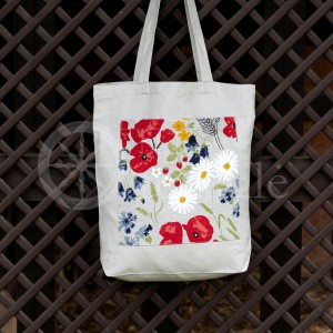 Printed semi-linen shopping bag "Poppy"